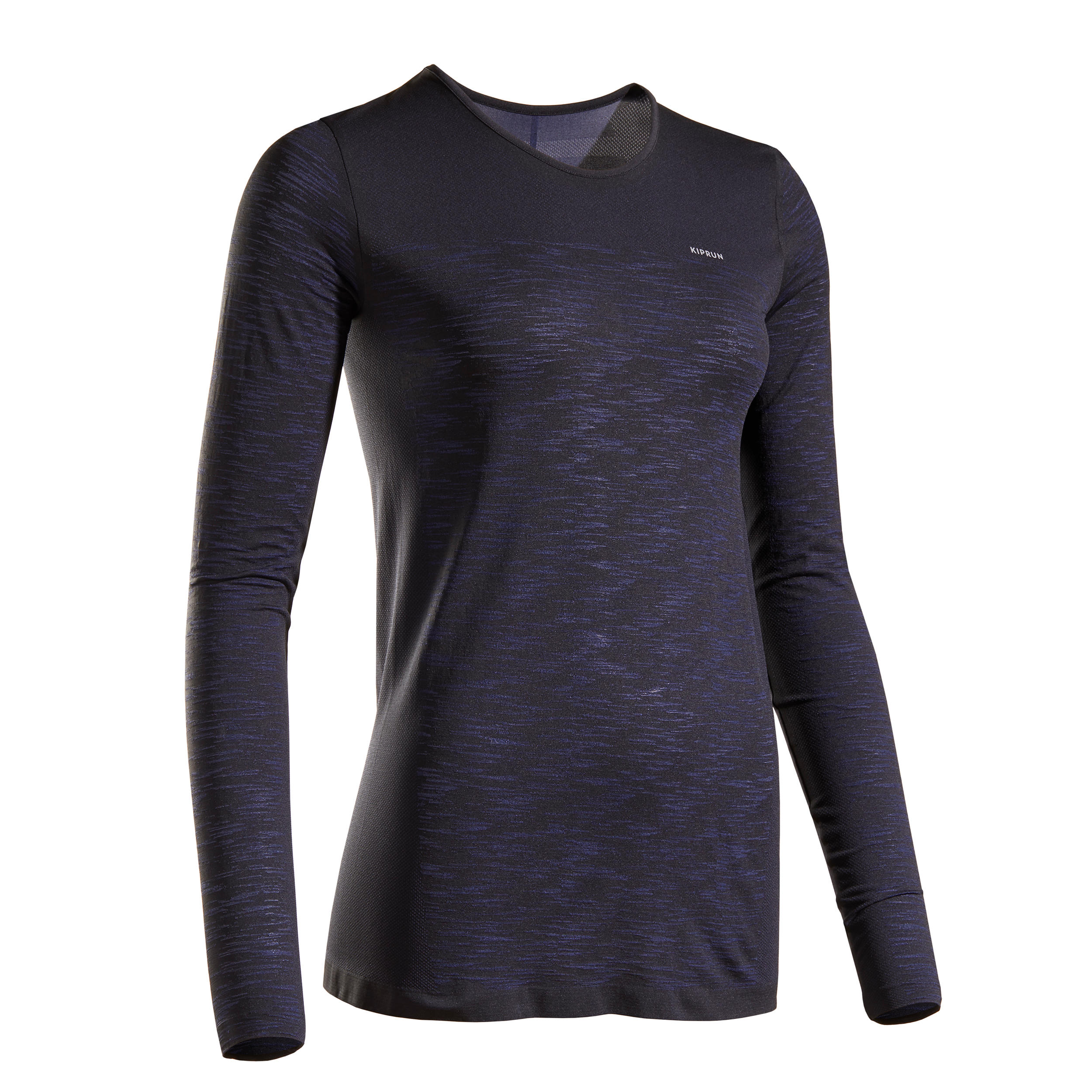 Kalenji Ademend hardloopshirt met lange mouwen voor dames Kiprun Care zwart blauw Hardloopartikelen